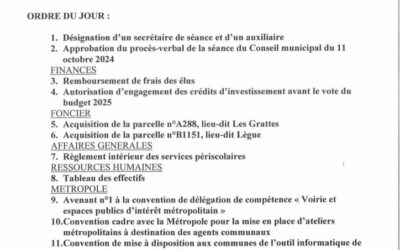 Réunion du Conseil municipal le 6 décembre 2024
